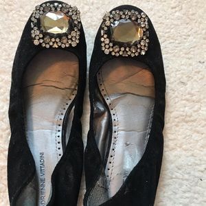 Black Adrienne Vittadini Flats with Jewel